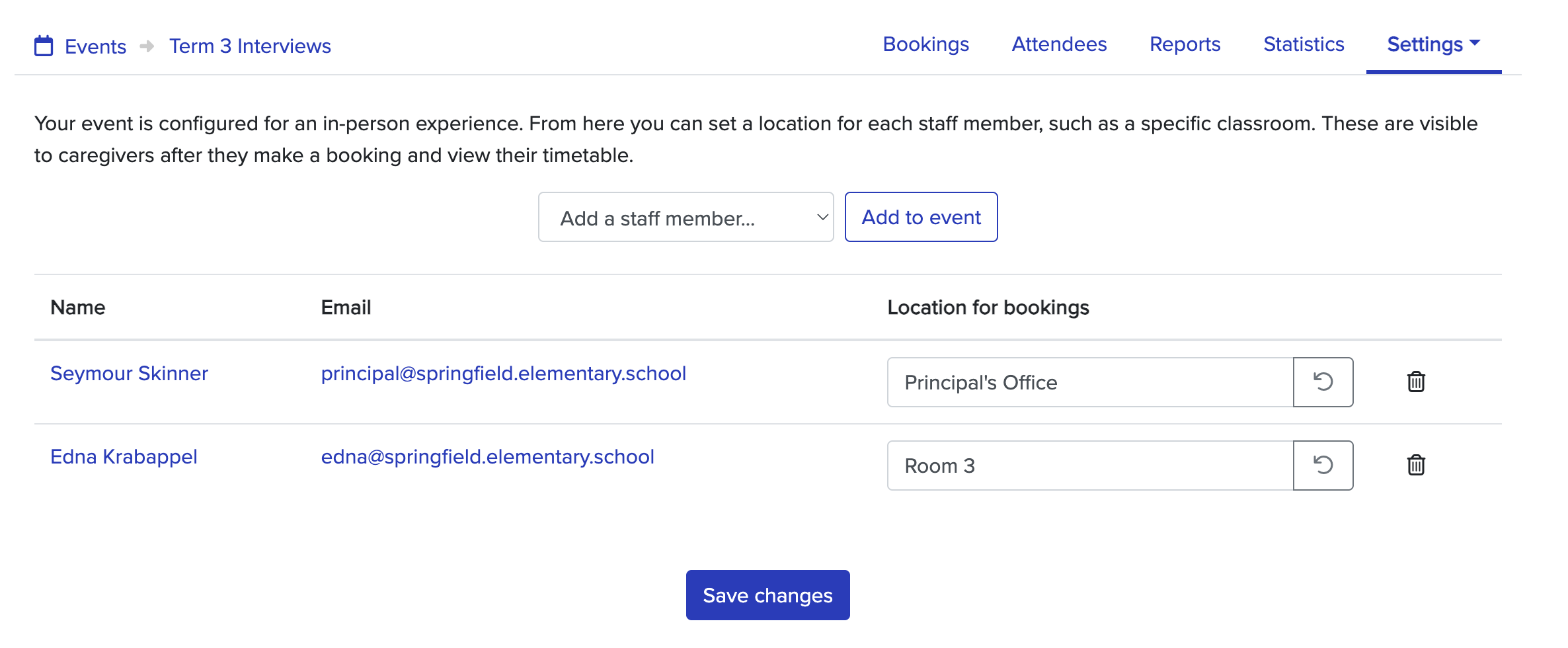 Viewing staff in an event